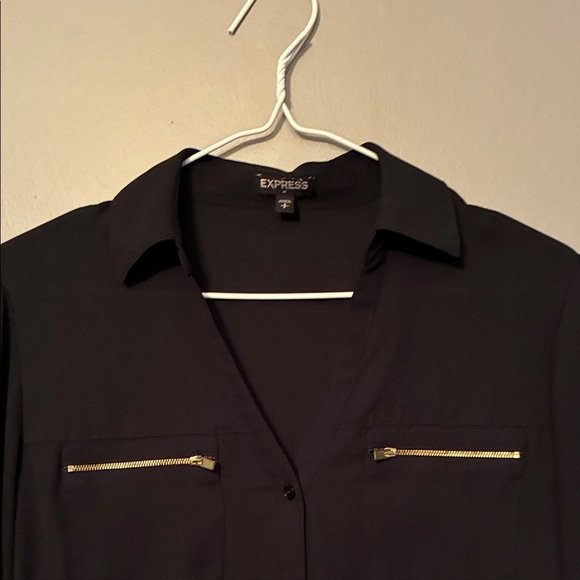 Express Black Blouse with Gold Zipper Details - Picture 3 of 11